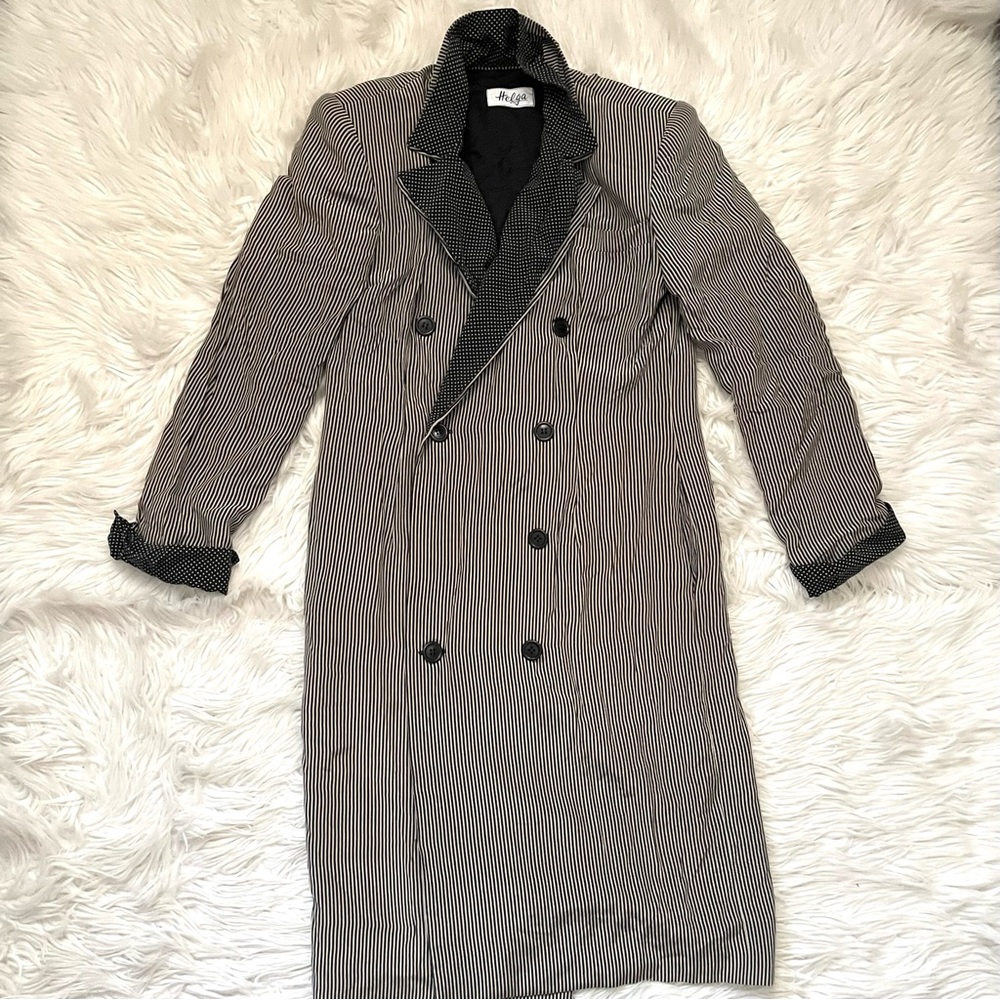 Silky Madison Striped Long Coat - Black & White, Chic Rockstar